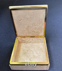 Vintage Travertine Marble Italy Trinket Box with brass hinges