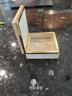 Vintage Travertine Marble Italy Trinket Box with brass hinges