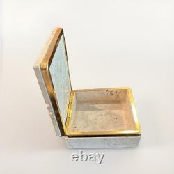 Vintage Travertine Marble Italy Trinket Box with brass hinges