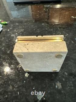 Vintage Travertine Marble Italy Trinket Box with brass hinges