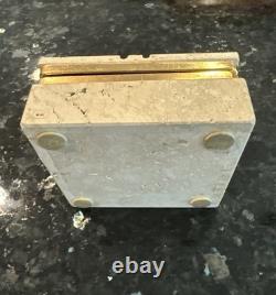 Vintage Travertine Marble Italy Trinket Box with brass hinges