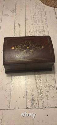 Vintage Trinket Box With Secret Lock And Brass Inlay