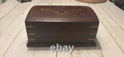 Vintage Trinket Box With Secret Lock And Brass Inlay