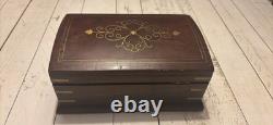 Vintage Trinket Box With Secret Lock And Brass Inlay