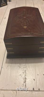 Vintage Trinket Box With Secret Lock And Brass Inlay