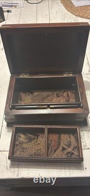 Vintage Trinket Box With Secret Lock And Brass Inlay