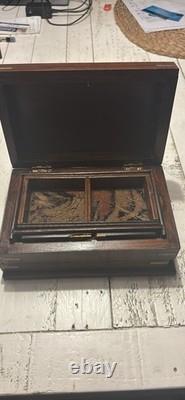 Vintage Trinket Box With Secret Lock And Brass Inlay