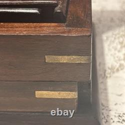 Vintage Trinket Box With Secret Lock And Brass Inlay