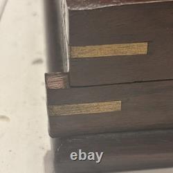 Vintage Trinket Box With Secret Lock And Brass Inlay