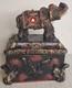 Vintage (trinket Box Of Jeweled Elephant) Figure / Lacquered Wood 1800s Art