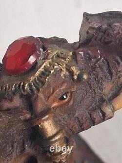 Vintage (Trinket Box of Jeweled Elephant) figure / Lacquered wood 1800s Art