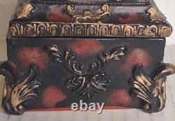 Vintage (Trinket Box of Jeweled Elephant) figure / Lacquered wood 1800s Art