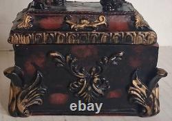 Vintage (Trinket Box of Jeweled Elephant) figure / Lacquered wood 1800s Art