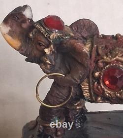 Vintage (Trinket Box of Jeweled Elephant) figure / Lacquered wood 1800s Art