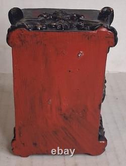 Vintage (Trinket Box of Jeweled Elephant) figure / Lacquered wood 1800s Art