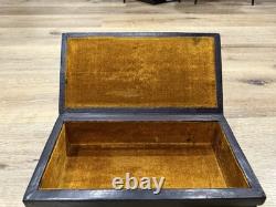 Vintage Tuareg Sahelian Handmade Embossed Leather Wooden Jewelry Trinket Box