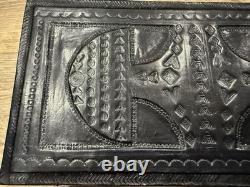 Vintage Tuareg Sahelian Handmade Embossed Leather Wooden Jewelry Trinket Box