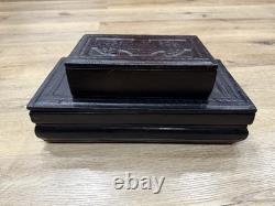 Vintage Tuareg Sahelian Handmade Embossed Leather Wooden Jewelry Trinket Box