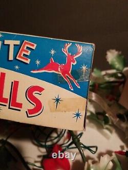 Vintage Twinkle Lite Holly Bells christmas lights working Gibraltar bulbs w box