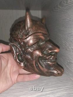 Vintage USSR Mephistopheles Head Ashtray Trinket Box Gothic Devil Opening Top