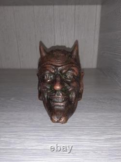 Vintage USSR Mephistopheles Head Ashtray Trinket Box Gothic Devil Opening Top