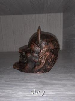Vintage USSR Mephistopheles Head Ashtray Trinket Box Gothic Devil Opening Top