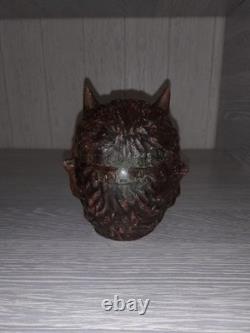 Vintage USSR Mephistopheles Head Ashtray Trinket Box Gothic Devil Opening Top
