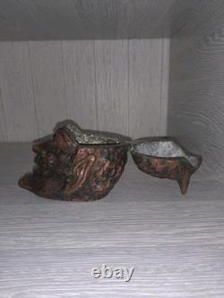 Vintage USSR Mephistopheles Head Ashtray Trinket Box Gothic Devil Opening Top