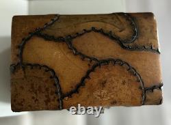 Vintage Unique Leather Wood Hand Crafted Box