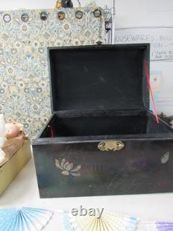 Vintage Unusual Asian Forest lacquered hand painted box from China 1970's