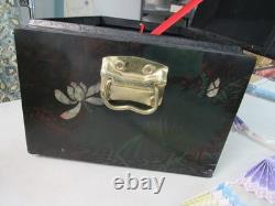 Vintage Unusual Asian Forest lacquered hand painted box from China 1970's