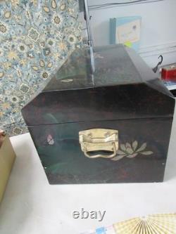 Vintage Unusual Asian Forest lacquered hand painted box from China 1970's