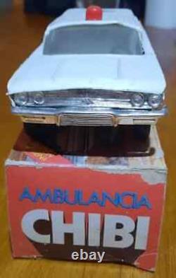 Vintage & Very Rare Argentina Tin Plastic Ambulance Friction Toy Chibi With Box