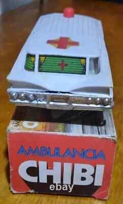 Vintage & Very Rare Argentina Tin Plastic Ambulance Friction Toy Chibi With Box