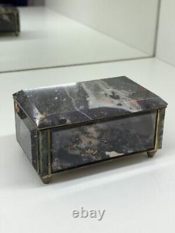 Vintage Very Rare Jasper Jewelry Box USSR Gemstone Ukraine Collectible