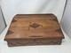 Vintage Victorian Desk Storage Box Chest Inlaid Lid Scalloped Base Locking Top