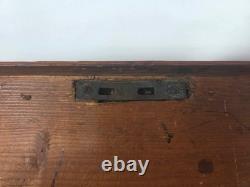 Vintage Victorian Desk Storage Box Chest Inlaid Lid Scalloped Base Locking Top