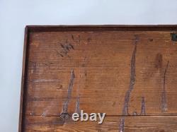 Vintage Victorian Desk Storage Box Chest Inlaid Lid Scalloped Base Locking Top