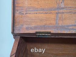 Vintage Victorian Desk Storage Box Chest Inlaid Lid Scalloped Base Locking Top