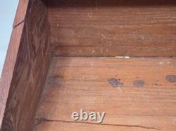 Vintage Victorian Desk Storage Box Chest Inlaid Lid Scalloped Base Locking Top