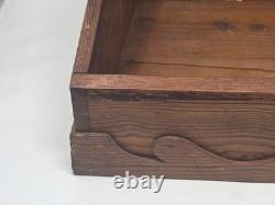 Vintage Victorian Desk Storage Box Chest Inlaid Lid Scalloped Base Locking Top