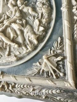 Vintage Victorian blue soapstone hinged jewelry box with additional shelf 1970s