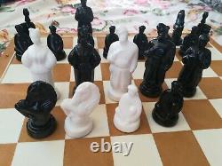 Vintage Village Style Chess USSR Soviet Set Plastic with Box Made in USSR