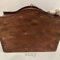 Vintage Walnut Hand Carved With Brass Inserts Jewelry Box 12.25 L 9.75 D 6 Lb