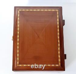 Vintage Walnut Inlaid Wooden Jewelery Storage Decorative Box