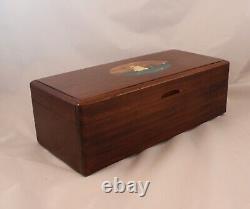 Vintage Walnut Music Box w Hand Painted Sailboat-Sailor Guy Gift