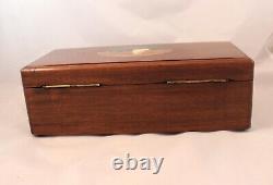 Vintage Walnut Music Box w Hand Painted Sailboat-Sailor Guy Gift