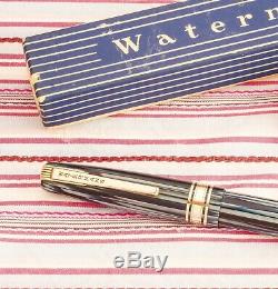 Vintage Waterman's W5 Executive Blue Striped Deluxe Fountain Pen Boxed+guarantee