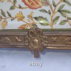 Vintage Wong Lee (WL 1895) Floral Crackled Ceramic & Bronze Lidded Box