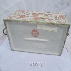 Vintage Wong Lee (WL 1895) Floral Crackled Ceramic & Bronze Lidded Box